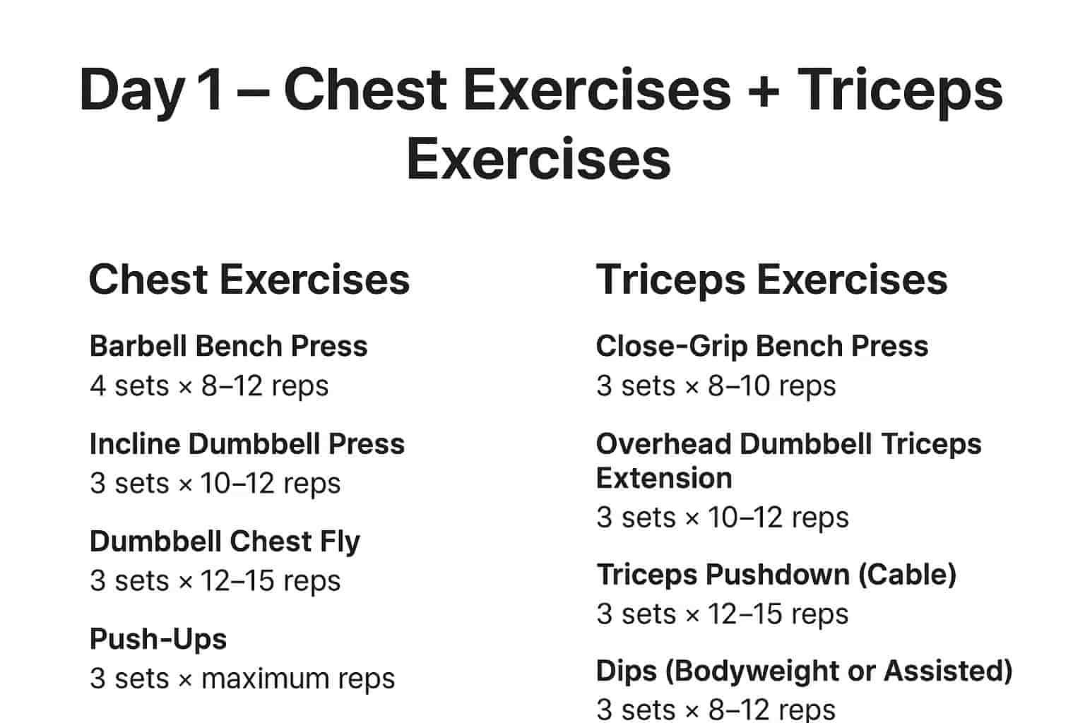 Day 1 Chest and Triceps Workout | Complete Gym Exercise Guide